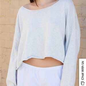 Brandy Melville Light Gray Off-the-Shoulder Sweater